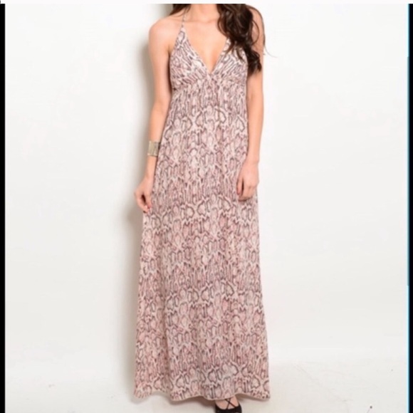 NEW Pink Snake Print Blush Halter dress! - Picture 2 of 5